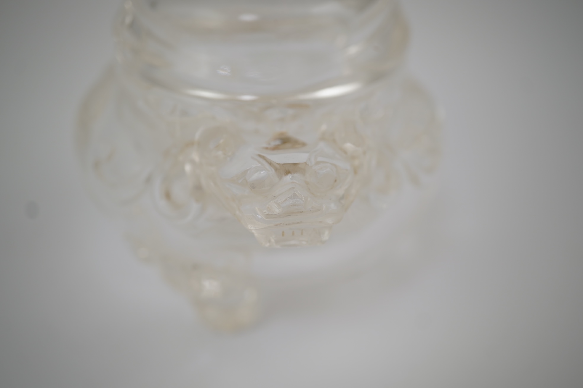 A Chinese rock crystal tripod censer and cover, ding, early 20th century
